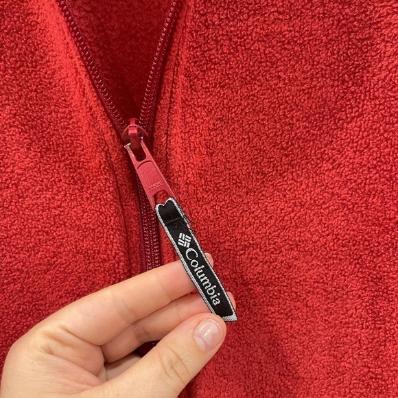 Columbia Red Two-Tone Fleece Full Zip Jacket Hood - Picture 5 of 11